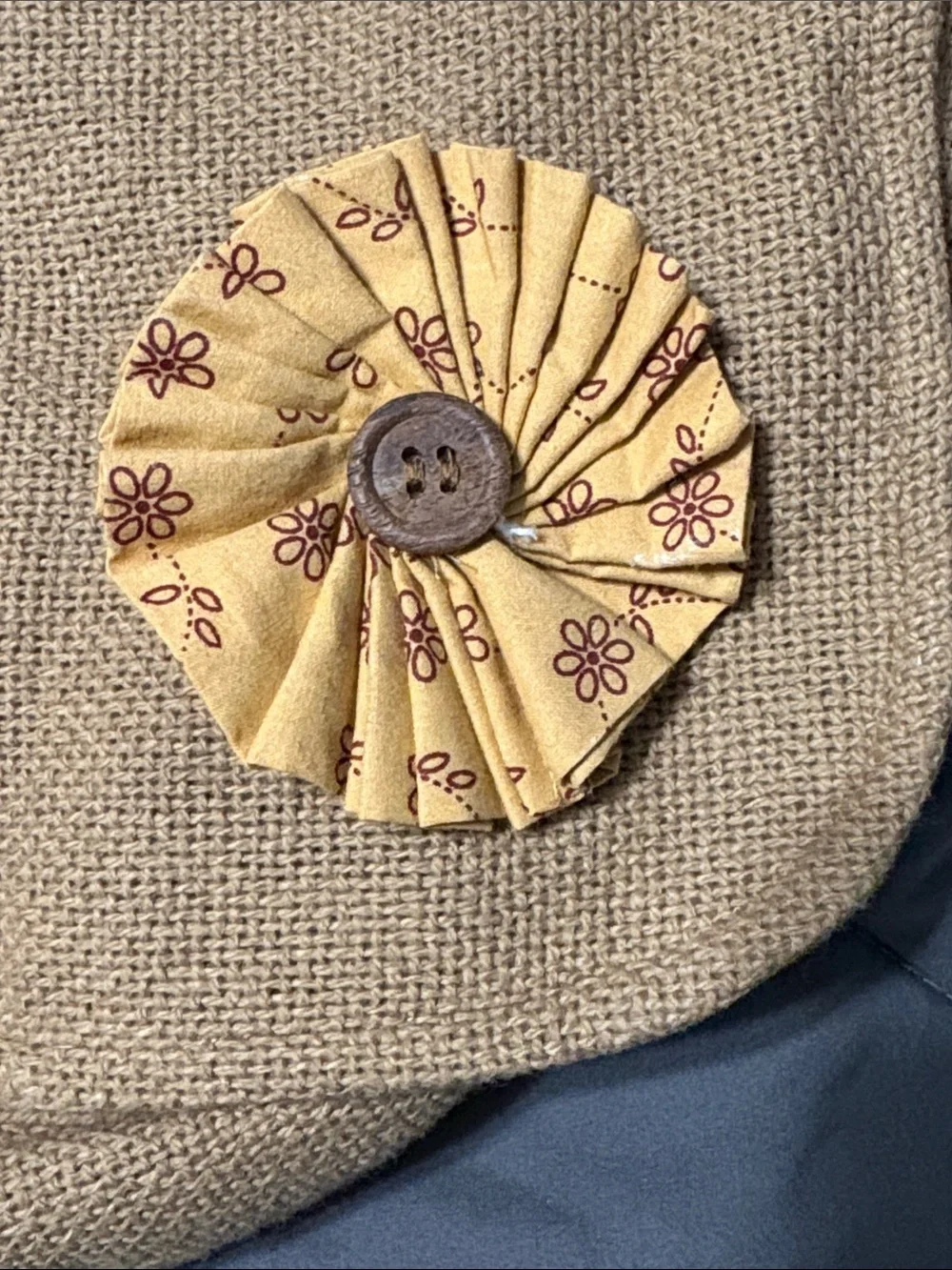 Canvas Crossbody Messenger Bag with Decorative Yellow Rosette
